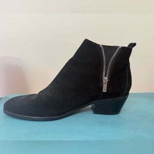 Ivanka Trump Black Suede Ankle Boots with Silver Zipper Women's Size 9.5